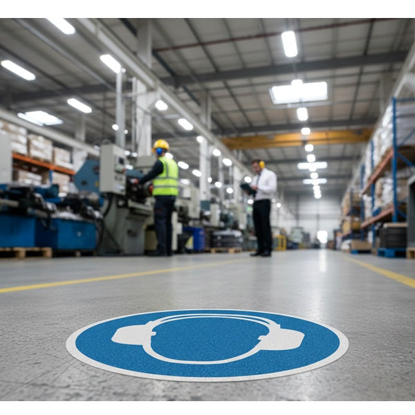 Znacznik podłogowy „Ochrona słuchu”, koło, 400 mm