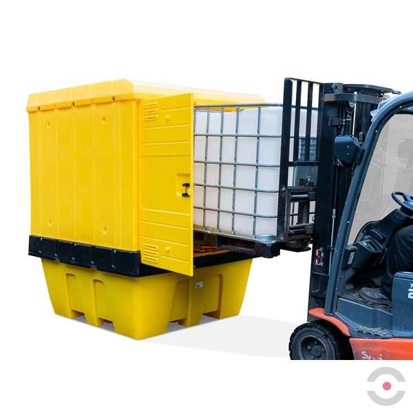 Stanowisko robocze polietylenowe Topserw 1260 l, IBC 1*1000 l, żółty/żółty, HARDCOVER