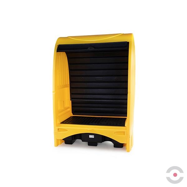 Stanowisko robocze polietylenowa Topserw 250 l, beczka 2*200 l, żółty/czarny, HARDCOVER