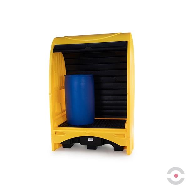 Stanowisko robocze polietylenowa Topserw 250 l, beczka 2*200 l, żółty/czarny, HARDCOVER