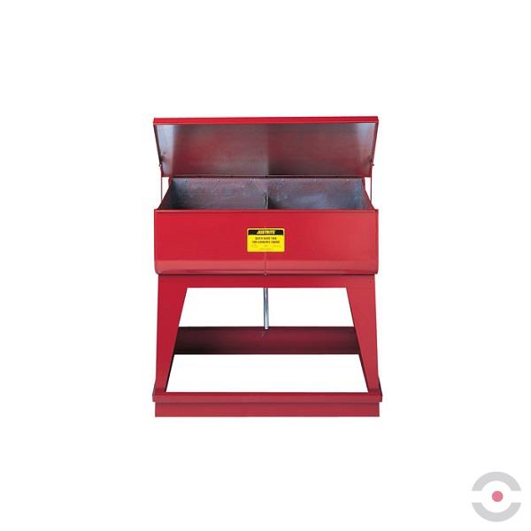 Zbiornik stalowy Justrite, warsztatowy do mycia i czyszczenia, stojący, dwukomorowy, 2*34 l, czerwony