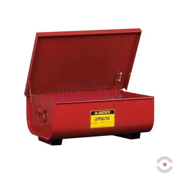 Zbiornik stalowy Justrite, warsztatowy do mycia i czyszczenia, stołowy, 42 l, czerwony