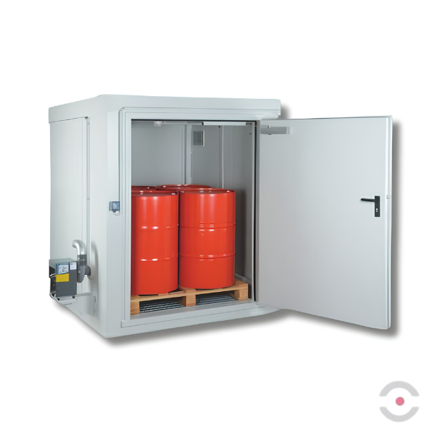 Magazyn ognioodporny Topserw, EI90, 4*200 l beczki/pion, 220 l, 1*drzwi jednoskrzydłowe