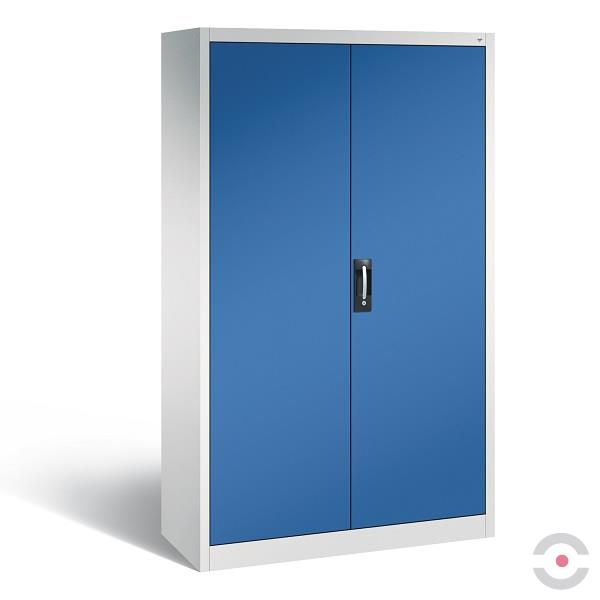 Szafa warsztatowa L, 6 półek, 4 szuflady, drzwi dwuskrzydłowe, ścianka działowa, W*S*G 1950*930*500 mm, szary/niebieski