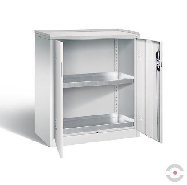 Szafa zabezpieczająca (ekologiczne) Topserw MODUS M, 2-drzwiowa, 2 tace wychwytowe, szary