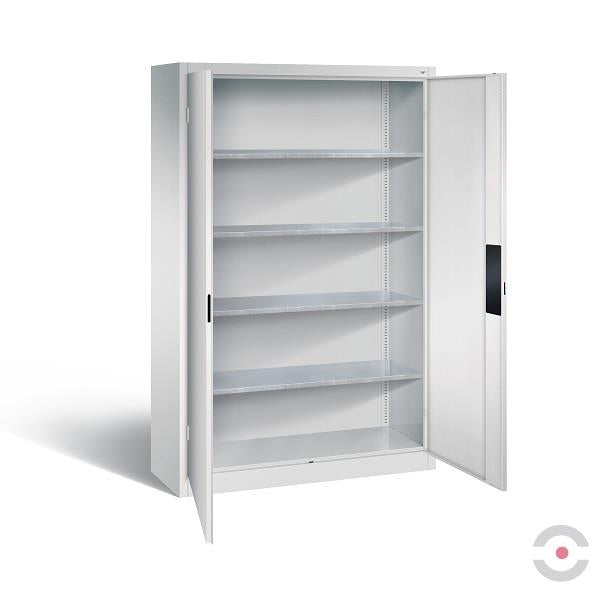 Szafa warsztatowa XL, nośność do 700 kg, 4 półki, drzwi dwuskrzydłowe, W*S*G 1950*1200*400 mm, szary