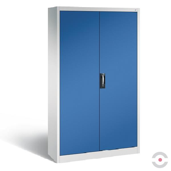 Szafa warsztatowa wielkoformatowa, 4 półki, 3 szuflady, szer. 1200 mm, gł. 400 mm, szaro-niebieska
