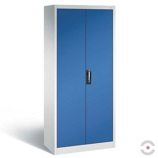 Szafa warsztatowa ze ścianką działową, 2x4 półki, szer. 930 mm, gł. 500 mm, szaro-niebieska