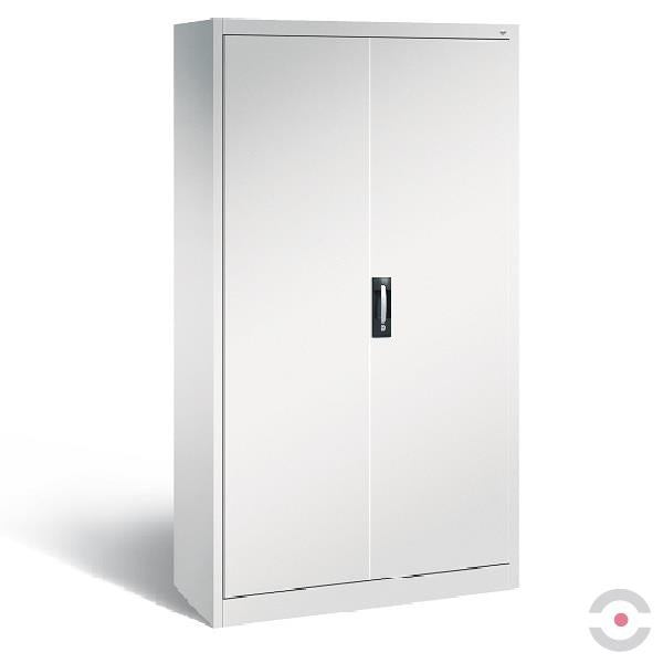 Szafa warsztatowa ze ścianką działową, Seria 89, drzwi dwuskrzydłowe, 2x4 półki, szara