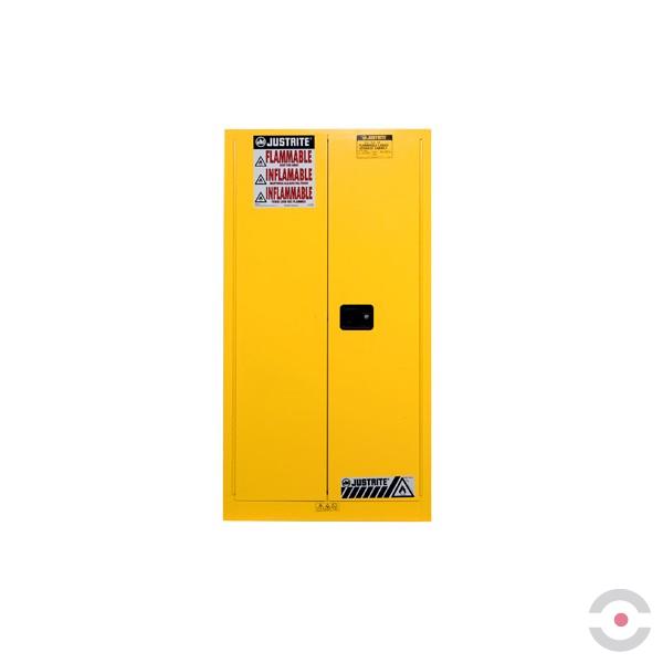 Szafa zabezpieczająca (beczki) Justrite DRUM M, 1*200 l, pion, 2-drzwiowa MS, 1 półka, żółty