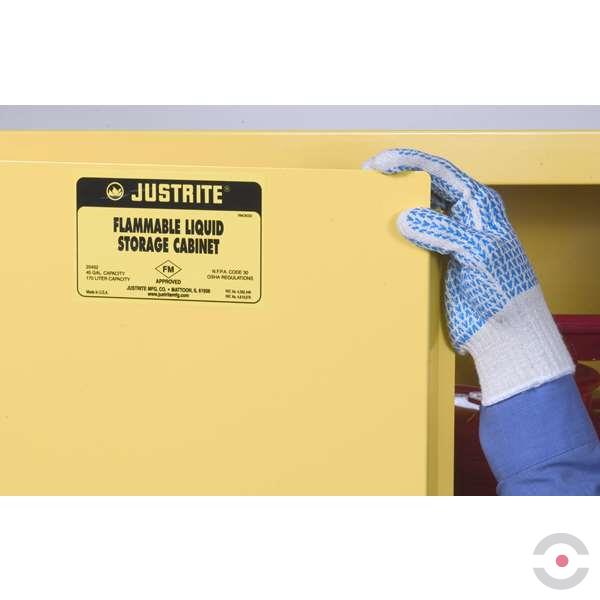 Szafa zabezpieczająca (beczki) Justrite DRUM M, 1*200 l, pion, 2-drzwiowa ZR, 1 półka, żółty