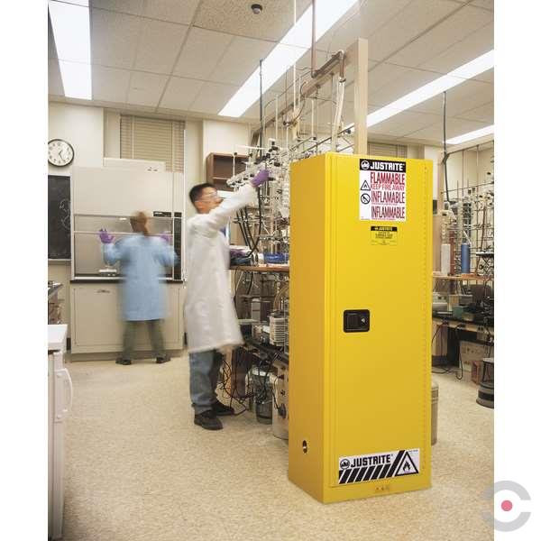 Szafa zabezpieczająca (palne) Justrite SLIM S, 204 l, 1-drzwiowa MS, 3 półki, żółty