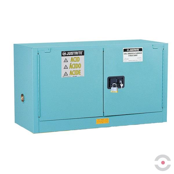 Szafa zabezpieczająca (korozyjne) Justrite UPPER L, 64 l, 2-drzwiowa MS, 1 półka, niebieski