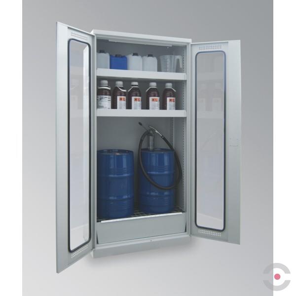 Szafa zabezpieczająca (beczki) Topserw DRUM L, 2*60 l, 1 półka, 2-drzwiowa, CLA-GL szare, CHS-2FAS