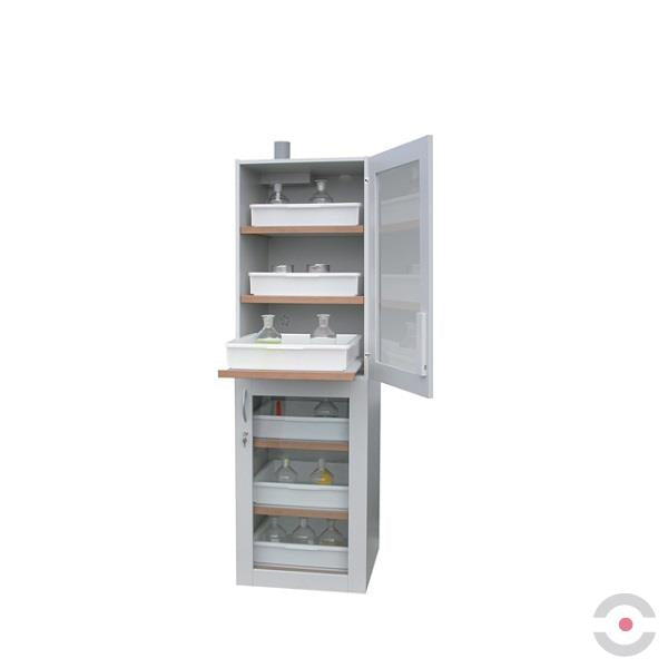 Szafa zabezpieczająca (kwasy, zasady) Topserw SLIM S, 2 komory, 6 półek wysuwanych, drzwi CLA-GL prawe