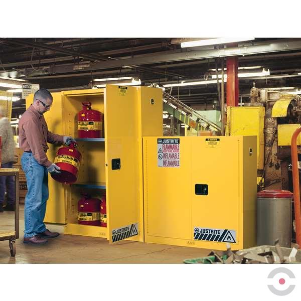 Szafa zabezpieczająca (palne) Justrite MODUS L, 170 l, 2-drzwiowa MS, 2 półki, żółty