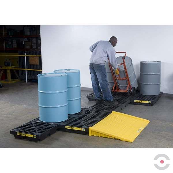 Platforma robocza Justrite 90 l, beczka 2*200 l, wanna wychwytowa, czarny, LOW