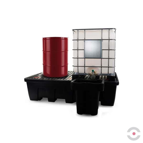 Wanna wychwytowa polietylenowa Topserw 1200 l, IBC 2*1000 l, stos, kratownica, czarny, MEGA
