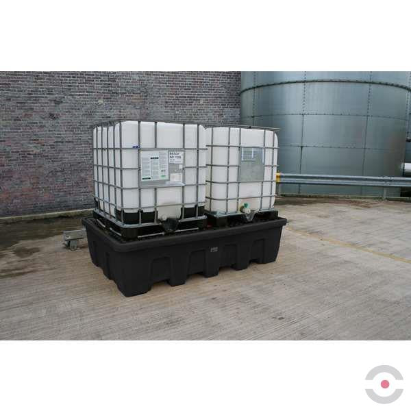 Wanna wychwytowa polietylenowa Topserw 1200 l, IBC 2*1000 l, stos, kratownica, czarny, MEGA