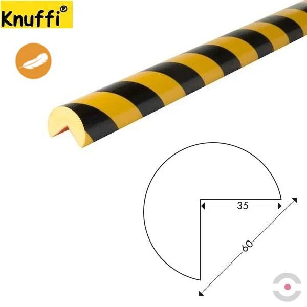 Elastyczny profil ostrzegawczo-ochronny Knuffi, typ A+ SOFT, żółty/czarny, 1000 mm