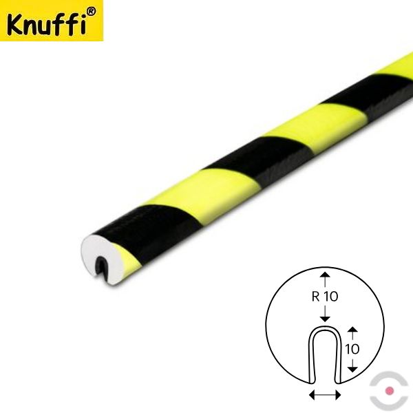 Elastyczny profil ostrzegawczo-ochronny Knuffi, typ O, neon/czarny, 5000 mm