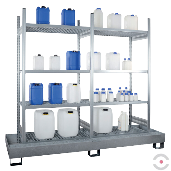 Regał półkowy Topserw, 2*4*półka (kratownica), 1*wanna galwan. 210 l, S*G*W 2085*635*2100 mm