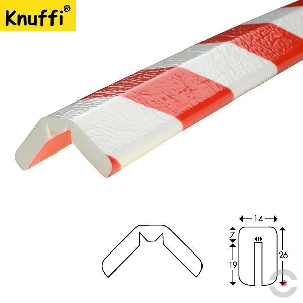 Elastyczny profil ostrzegawczo-ochronny Knuffi, typ W, biały/czerwony, 1000 mm