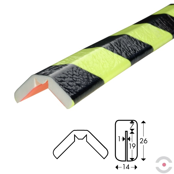 Elastyczny profil ostrzegawczo-ochronny Knuffi, typ W, neon/czarny, 1000 mm
