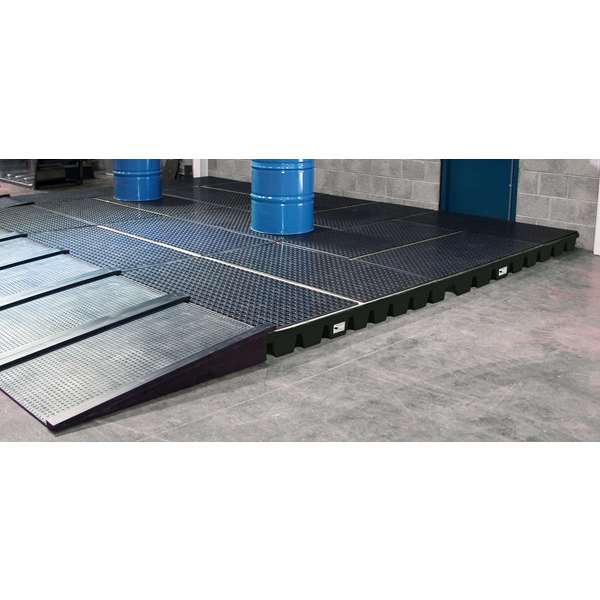 Platforma robocza polietylenowa Topserw 100 l, beczka 2*200 l, wanna wychwytowa, czarny, LOW