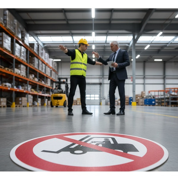 Znacznik podłogowy „Zakaz dla wózków widłowych”, koło, 400 mm