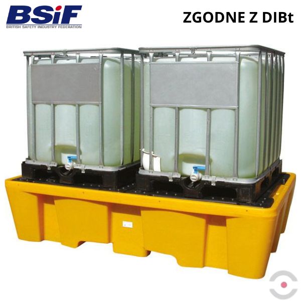 Wanna wychwytowa polietylenowa Topserw 1130 l, IBC 2*1000 l, kratownica, żółty, MEGA