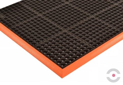 Mata ergonomiczna Notrax, 549 Safety Stance, guma nitrylowa, modułowa, 97 cm x 163 cm, obszar mokry/zaolejony, czarny/pomarańczowy