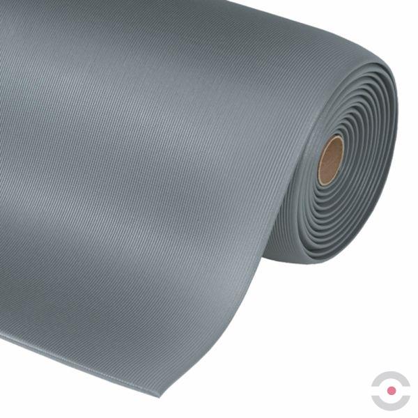 Mata ergonomiczna Notrax, 413 Gripper Sof-Tred, rowkowanie podłużne, 122 cm x 18,3 m, obszar suchy, szary