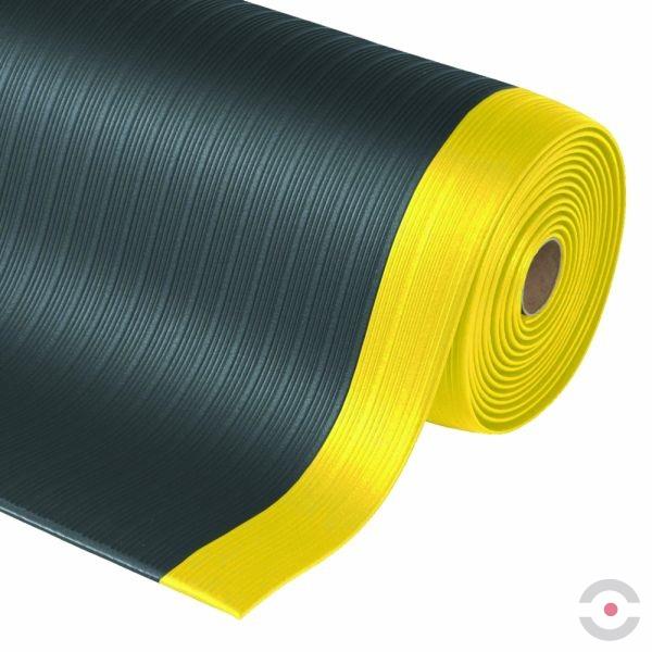 Mata ergonomiczna Notrax, 410 Airug, winyl, rowkowa, 91 cm x 18,3 m, obszar suchy, żółty/czarny