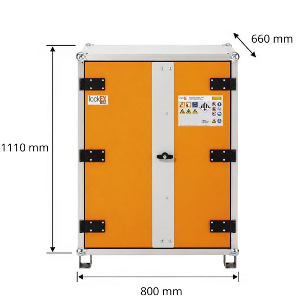 Szafa zabezpieczająca Topserw BATT M, ładowanie akumulatorów, 230V, 3 półki, 18 gniazd, nóżki, Basic 8/10, (VDMA 24994)