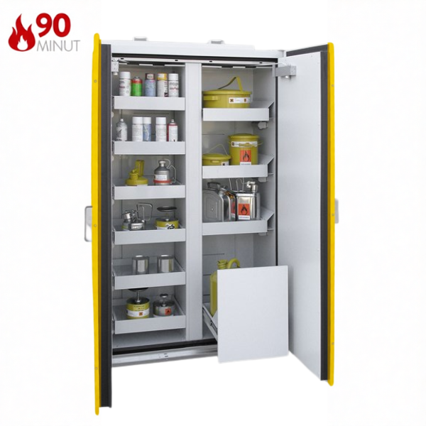 Szafa ognioodporna Topserw PRIME-90 XL-2, 10 półek/1 szuflada wysuwane, drzwi żółte, SiS ES, 90 min