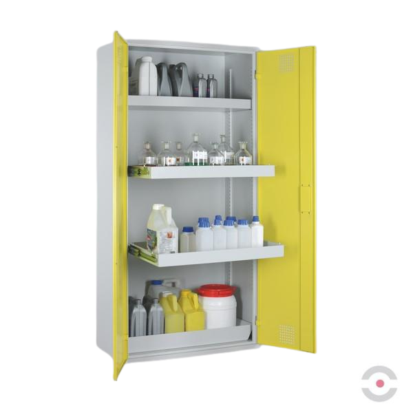 Szafa zabezpieczająca (trujące) Topserw MODUS XL, 2-drzwiowa CLA, żółte, 2 półki wysuwane, CHS 1200 VS