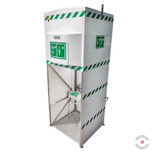 Kabina bezpieczeństwa (Ex) Hughes, natrysk awaryjny, myjka do oczu/twarzy (IN), ściany GRP, zbiornik 1500 l, mrozoodporna -35°C