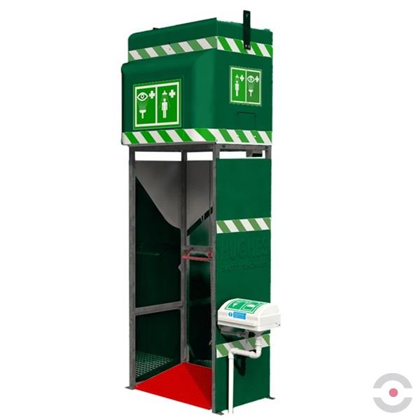 Kabina bezpieczeństwa Hughes, natrysk awaryjny, myjka do oczu/twarzy (OUT), ściany GRP, zbiornik 350 l, mrozoodporna -35°C