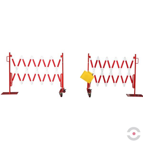 Zestaw 2 szt. Bariera nożycowa, dł. 2*2000 mm, słupek, kółka, czerwony/biały
