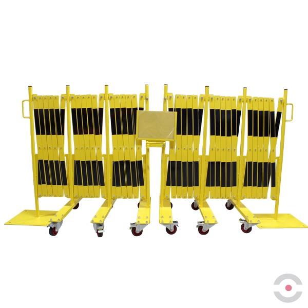 Zestaw 2 szt. Bariera nożycowa dł. 2*8000 mm, słupek, kółka, czarny/żółty