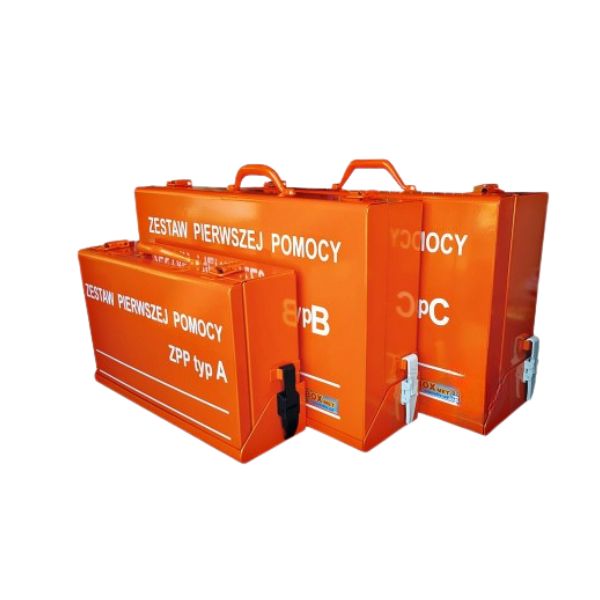 Zestaw pierwszej pomocy Topserw typ B, od 5 do 50 osób, stalowa walizka, kolor pomarańczowy