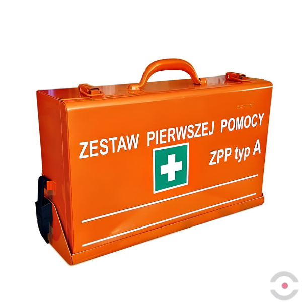 Zestaw pierwszej pomocy Topserw typ A, stalowa walizka, kolor pomarańczowy