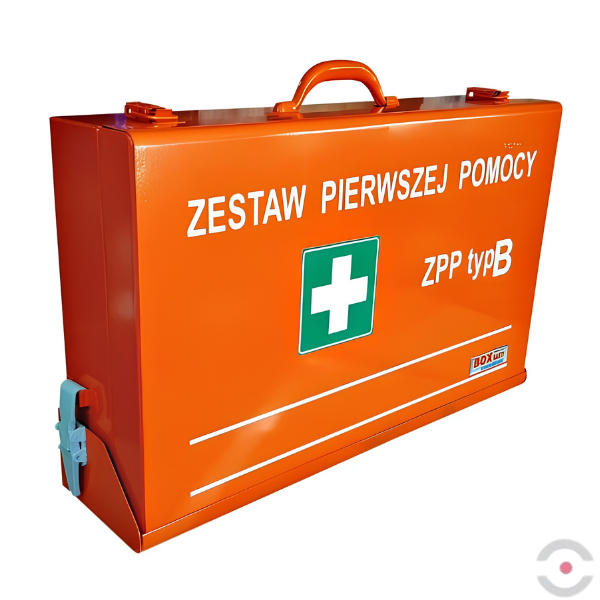 Zestaw pierwszej pomocy Topserw typ B, od 5 do 50 osób, stalowa walizka, kolor pomarańczowy