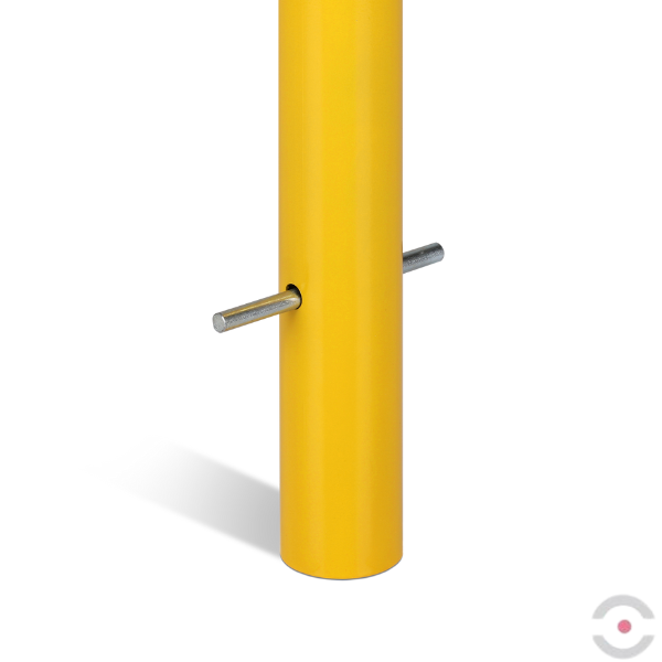 Słupek stalowy, okrągły, śr. 60 mm, wpuszczany, ocynkow. malow. żółty/czarny