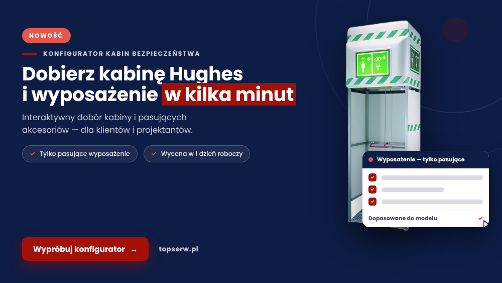 Dobierz kabinę bezpieczeństwa i wyposażenie w kilka minut