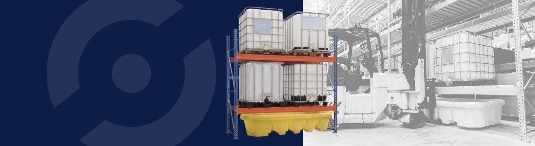 Regały chemiczne magazynowe paletowe do składowania beczek na paletach lub zbiorników IBC