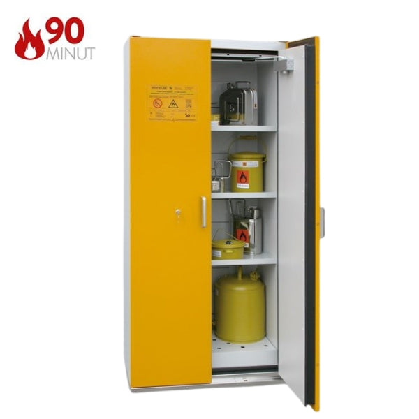 Szafa ognioodporna Topserw SAFE-90 L, 3 półki, stal nierdzewna, drzwi żółte, SiS, 90 min