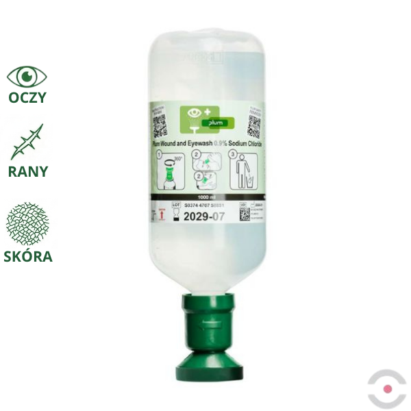 Roztwór do płukania oka i ran Plum, ciało obce, butelka 1000 ml, chlorek sodu 0,9%, MDR