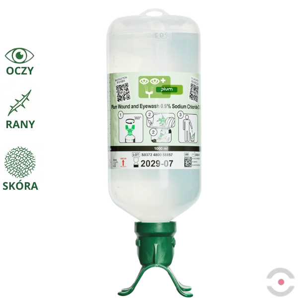 Roztwór do płukania oczu i ran Plum, DUO, ciało obce, butelka 1000 ml, chlorek sodu 0,9%, MDR